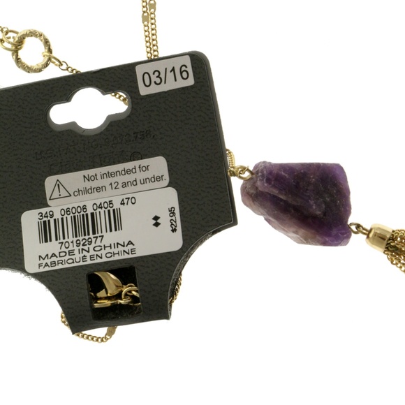 Semi-Precious Tassel Long-Necklace Gold/Purple NWT - Picture 2 of 4